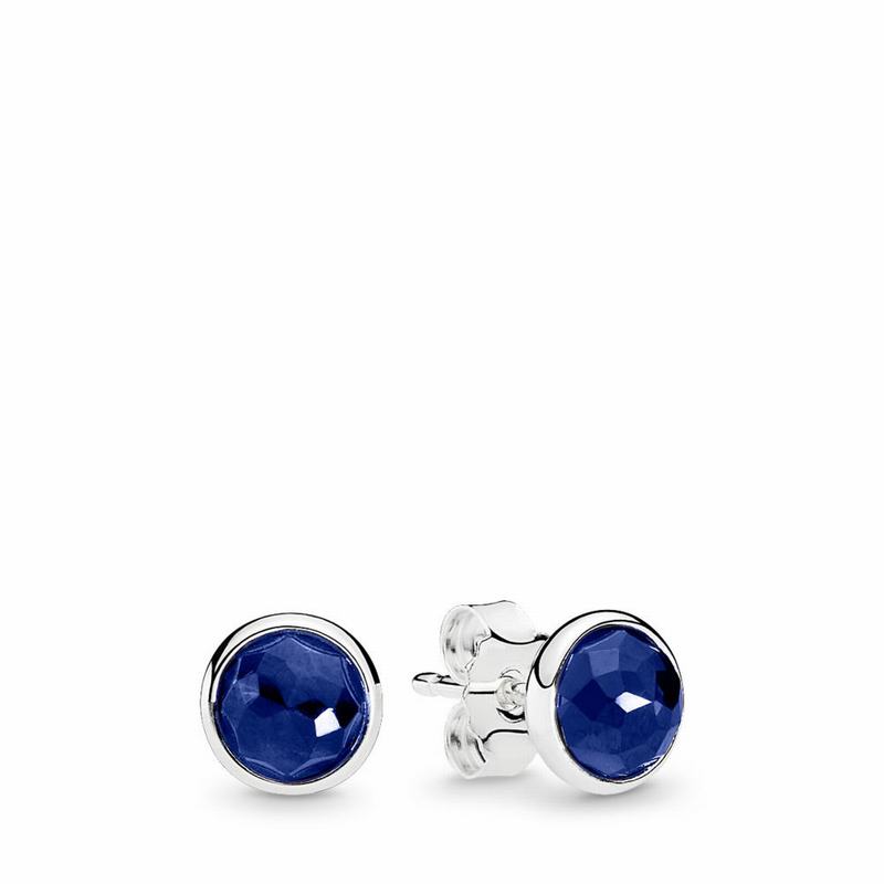 Pandora September Droplets Stud Earrings - Sterling Silver/Blue/Synthetic Sapphire - Canada | NW4613